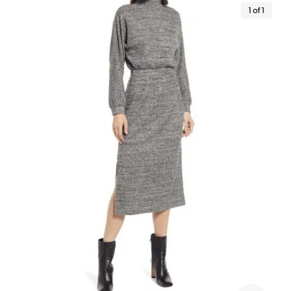 FLORET STUDIOS Sweater Dress Midi Ribbed Cutout Back Long Sleeve S SMALL NWT - Picture 9 of 13